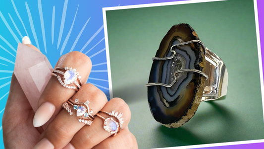 Adjustable crystal ring from Pure Energy Crystals featuring a natural gemstone, used for healing and spiritual wellness.