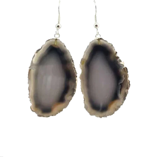 Agate Slice Silver Plated Earrings for sale wholesale in bulk