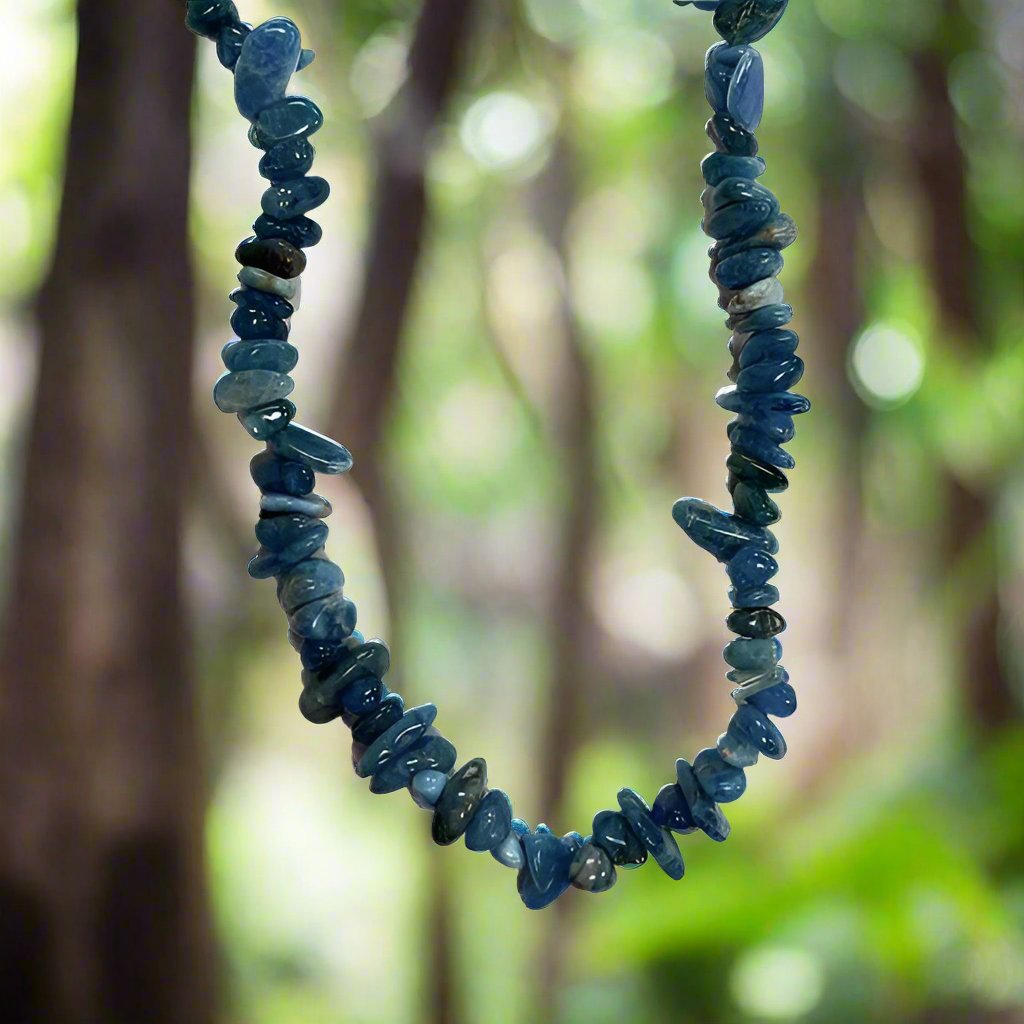 Blue apatite necklace with natural gemstones for clarity, communication, and spiritual growth