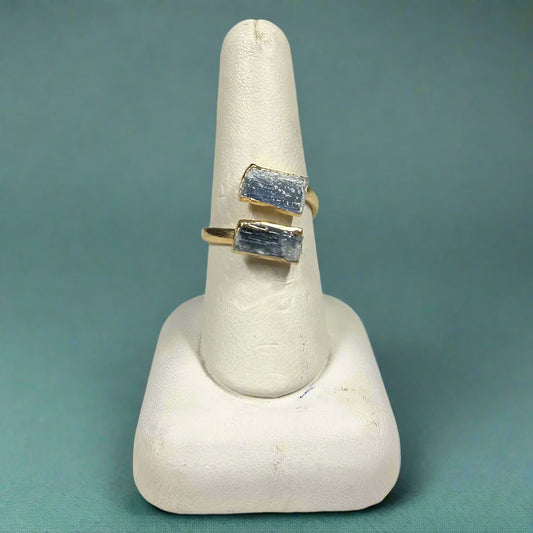 Blue Kyanite Adjustable Ring - Gold