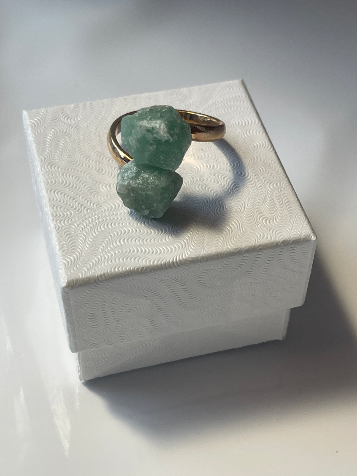 Green Aventurine Adjustable Ring Silver Plated Natural in Florida studio