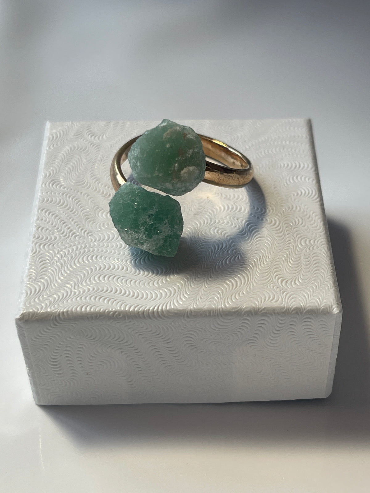 Green Aventurine Adjustable Ring Silver Plated Natural in Florida studio