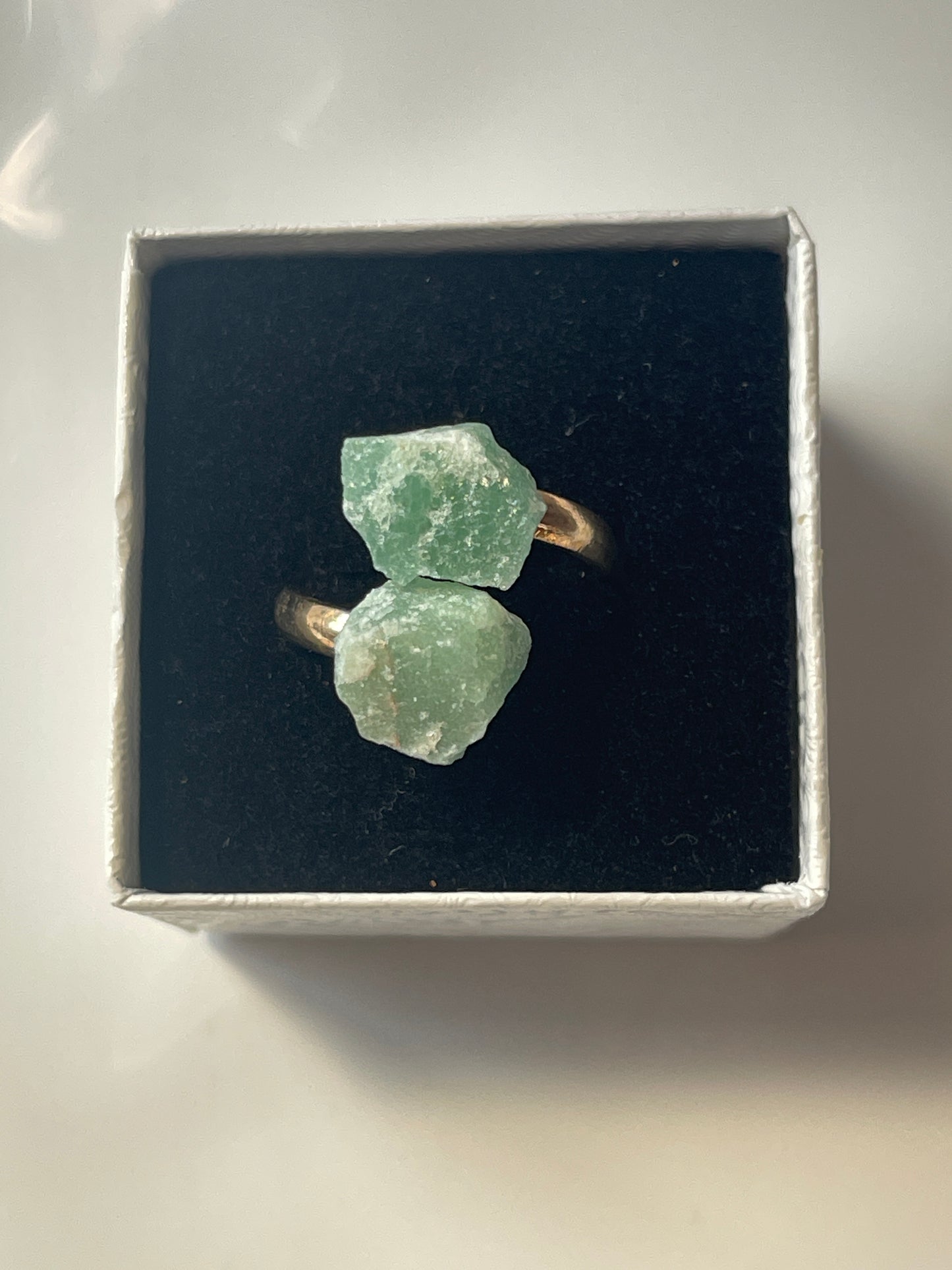 Green Aventurine Adjustable Ring Silver Plated Natural in Florida studio