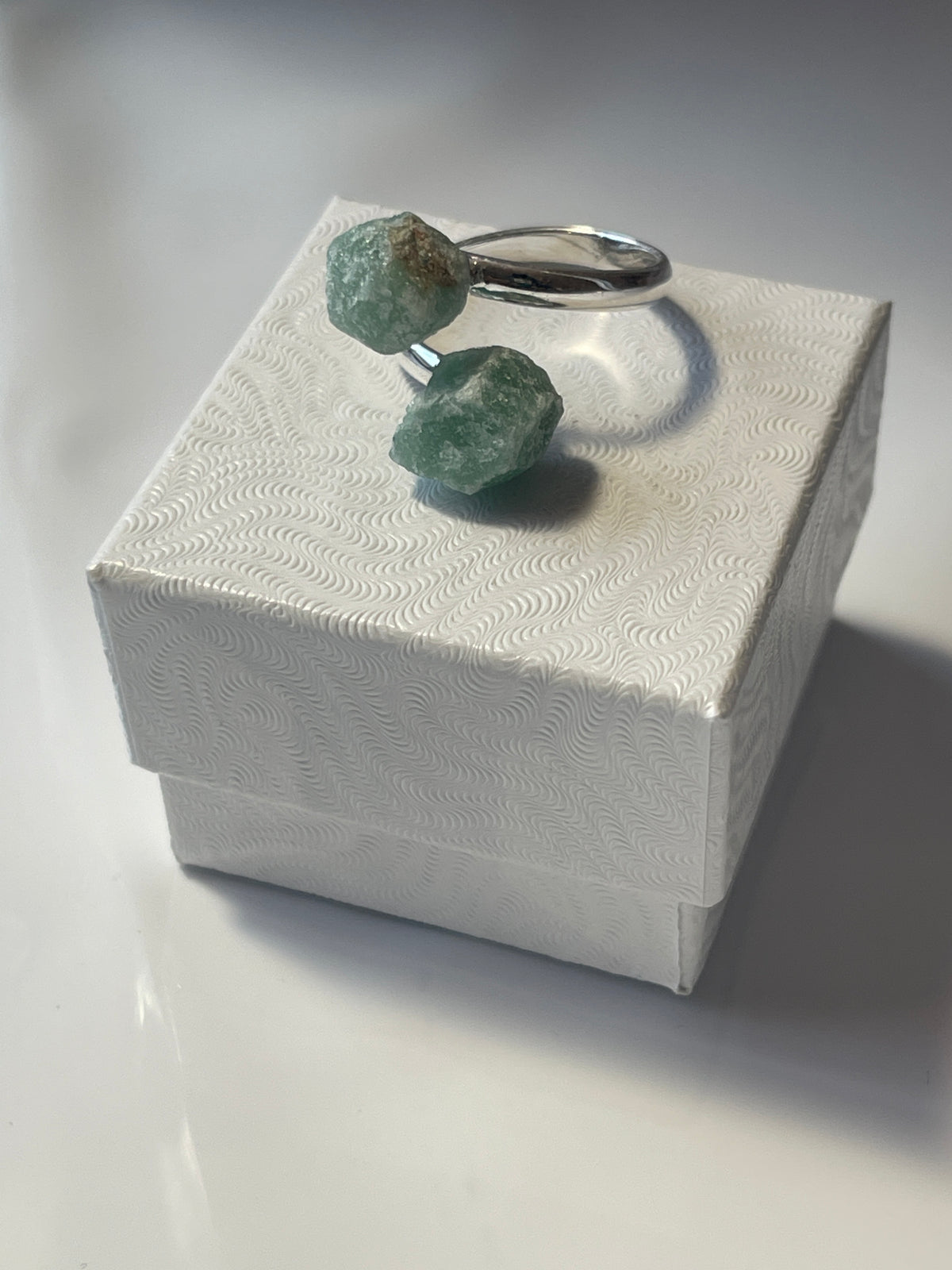 Green Aventurine Adjustable Ring Silver Plated Natural in Florida studio