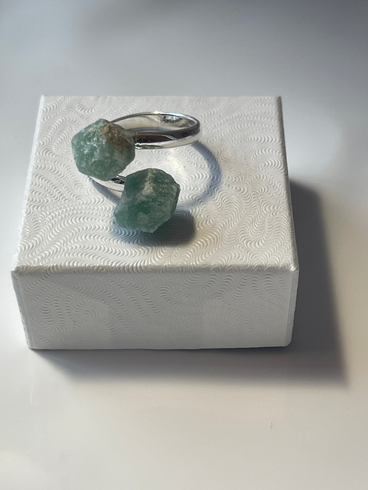 Green Aventurine Adjustable Ring Silver Plated Natural in Florida studio