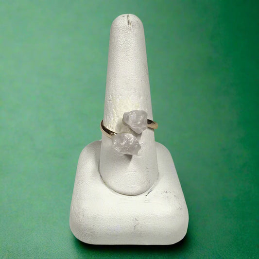 Rose Quartz Adjustable Rings - Gold