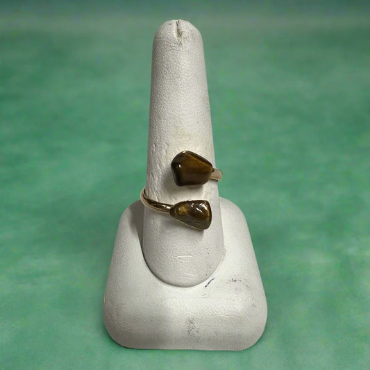 Tigers Eye Adjustable Ring - Gold