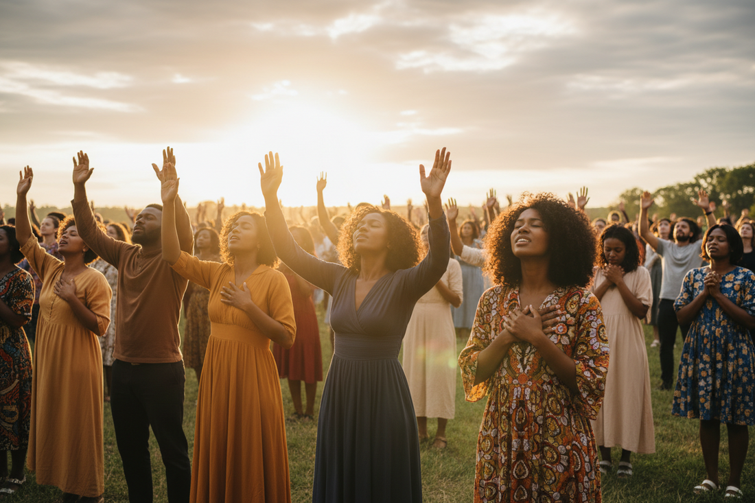 People of all races praying to God and having faith