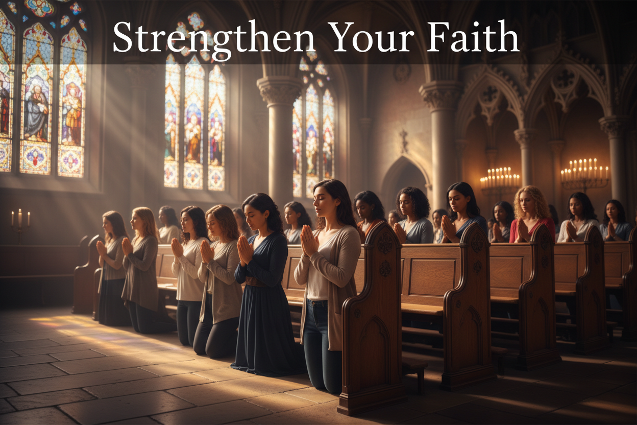 Strengthen Your Faith, women praying in chapel with other women of all nationalities 