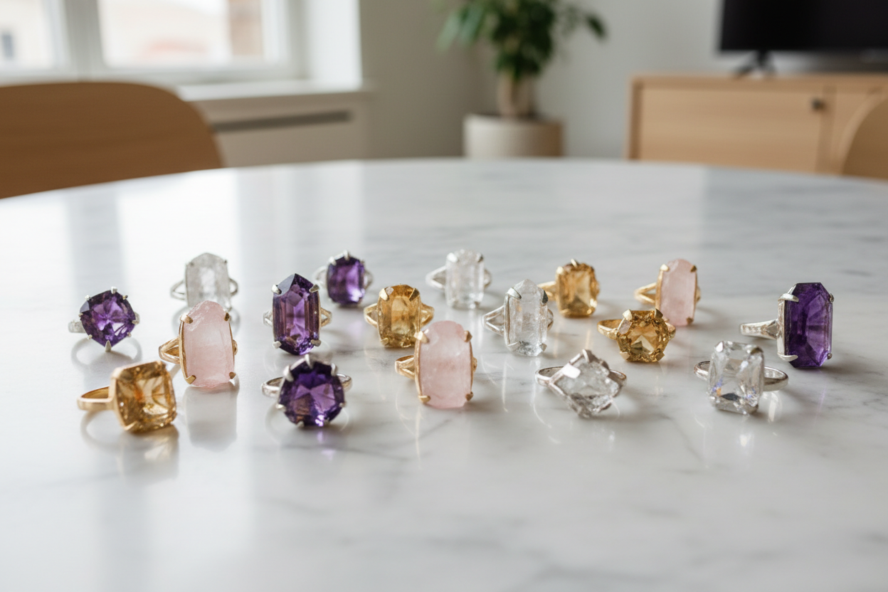 Pure Energy Crystals Rings 