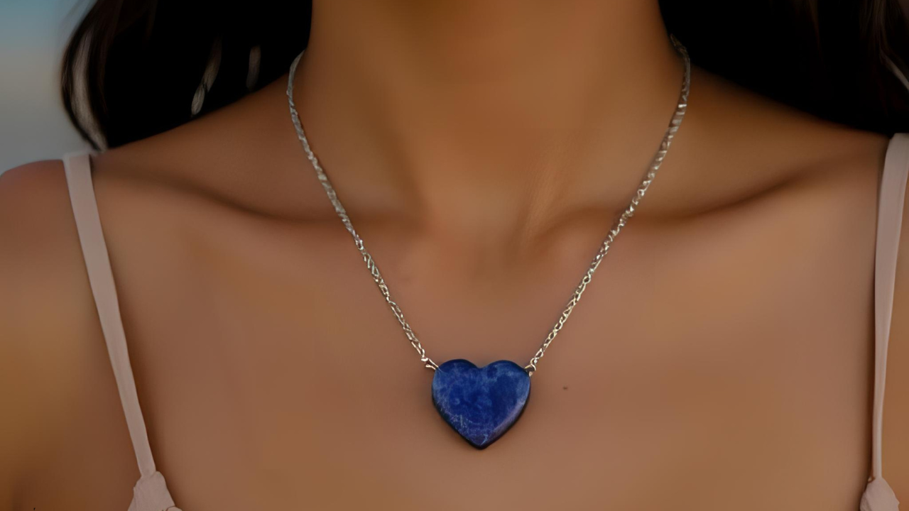 Kyanite heart-shaped crystal necklace