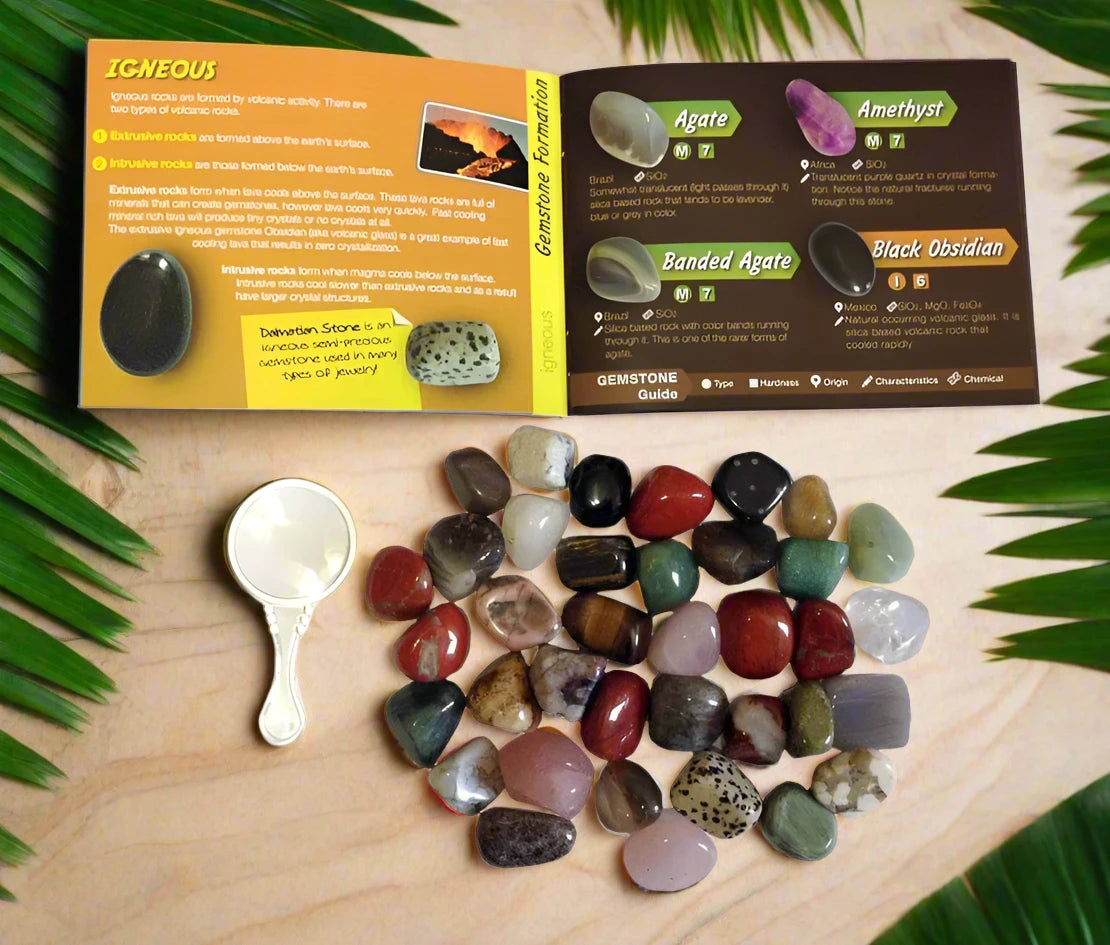 35 Semi-Precious Polished Gemstones Exploration Kit