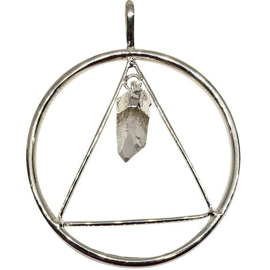 Quartz Point Triangle Silver Plated Pendants