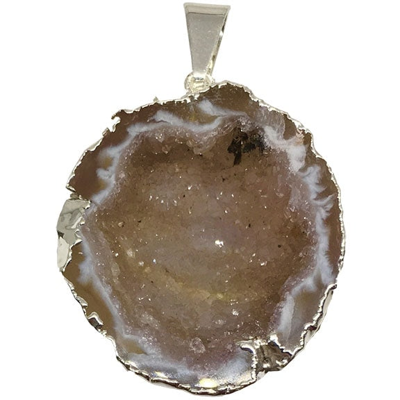 Geode Silver Plated Edge Pendants