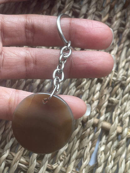 Agate Disc Keychain at Pure Energy Crystals in hand in Florida 