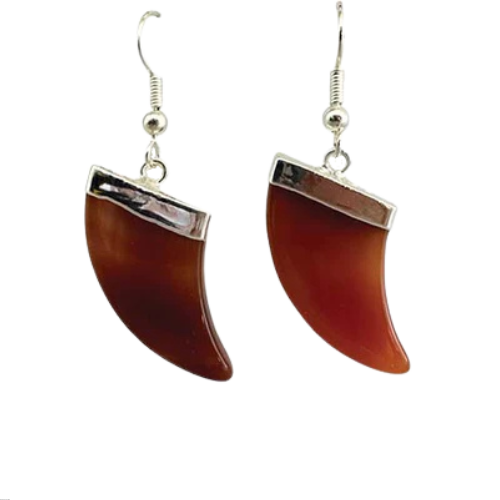 handcrafted Agate Horn Earrings made from natural stone