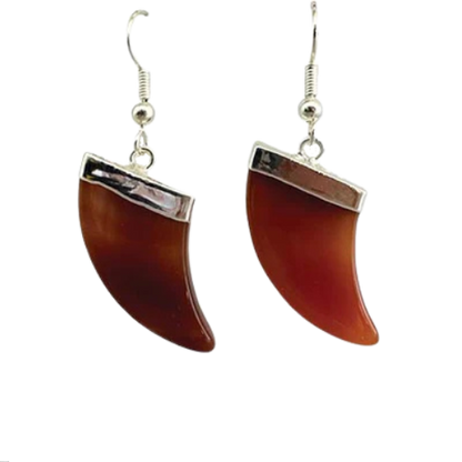 handcrafted Agate Horn Earrings made from natural stone
