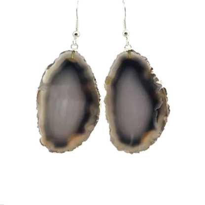 Agate Slice Silver Plated Earrings for sale wholesale in bulk