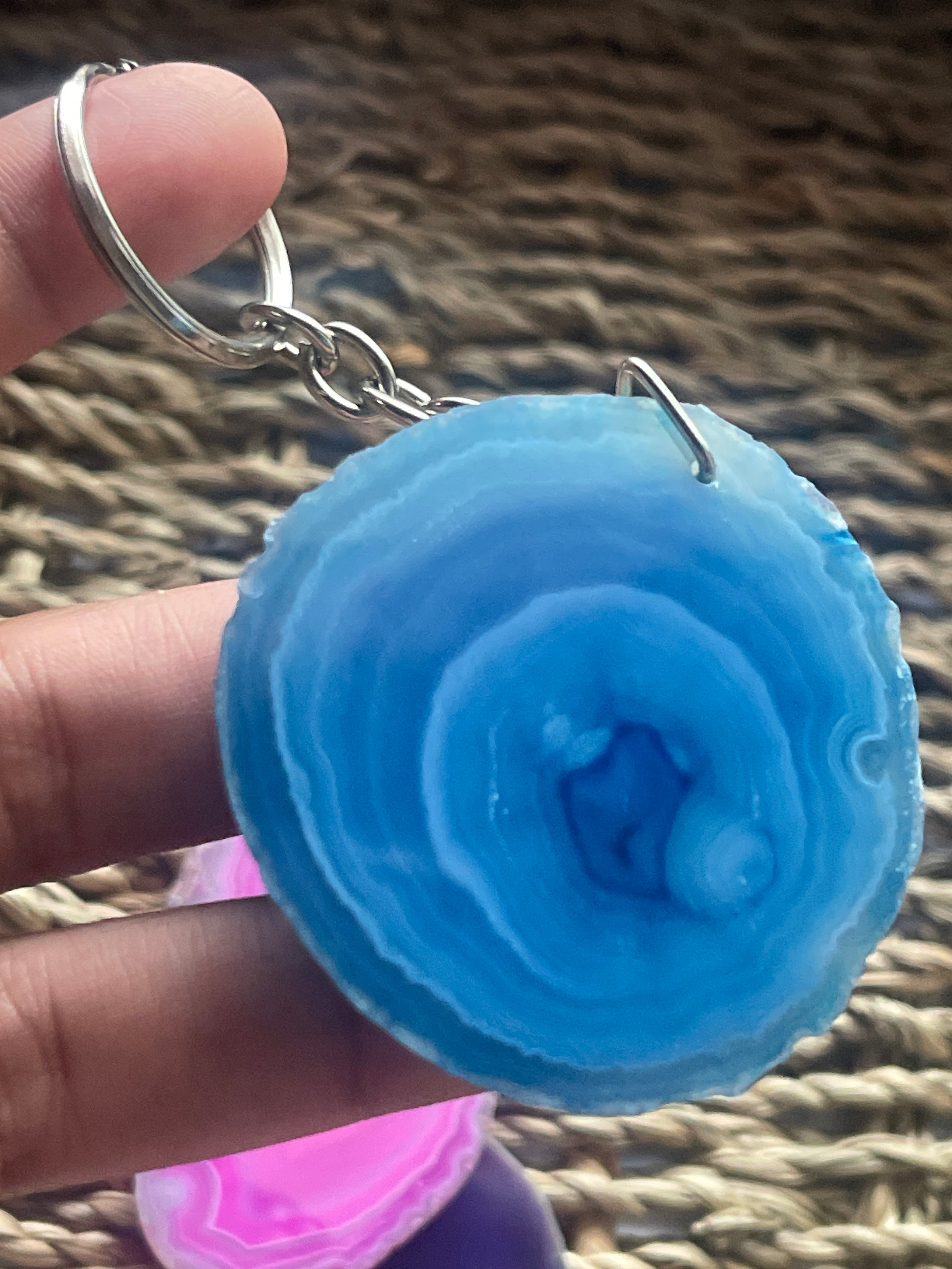 Agate Slice Keychain blue from Pure Energy Crystals 