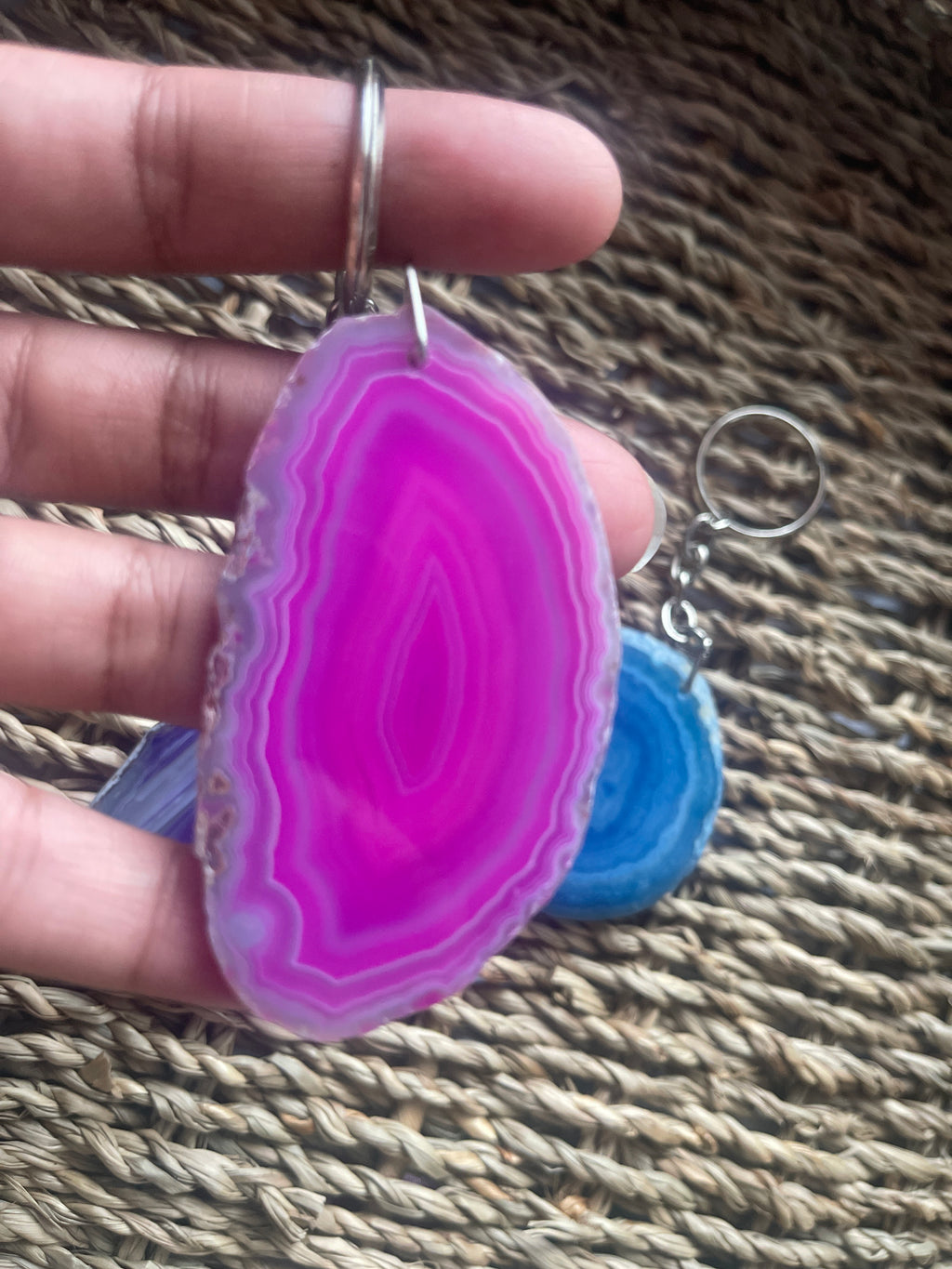 Agate Slice Keychain pink from Pure Energy Crystals 