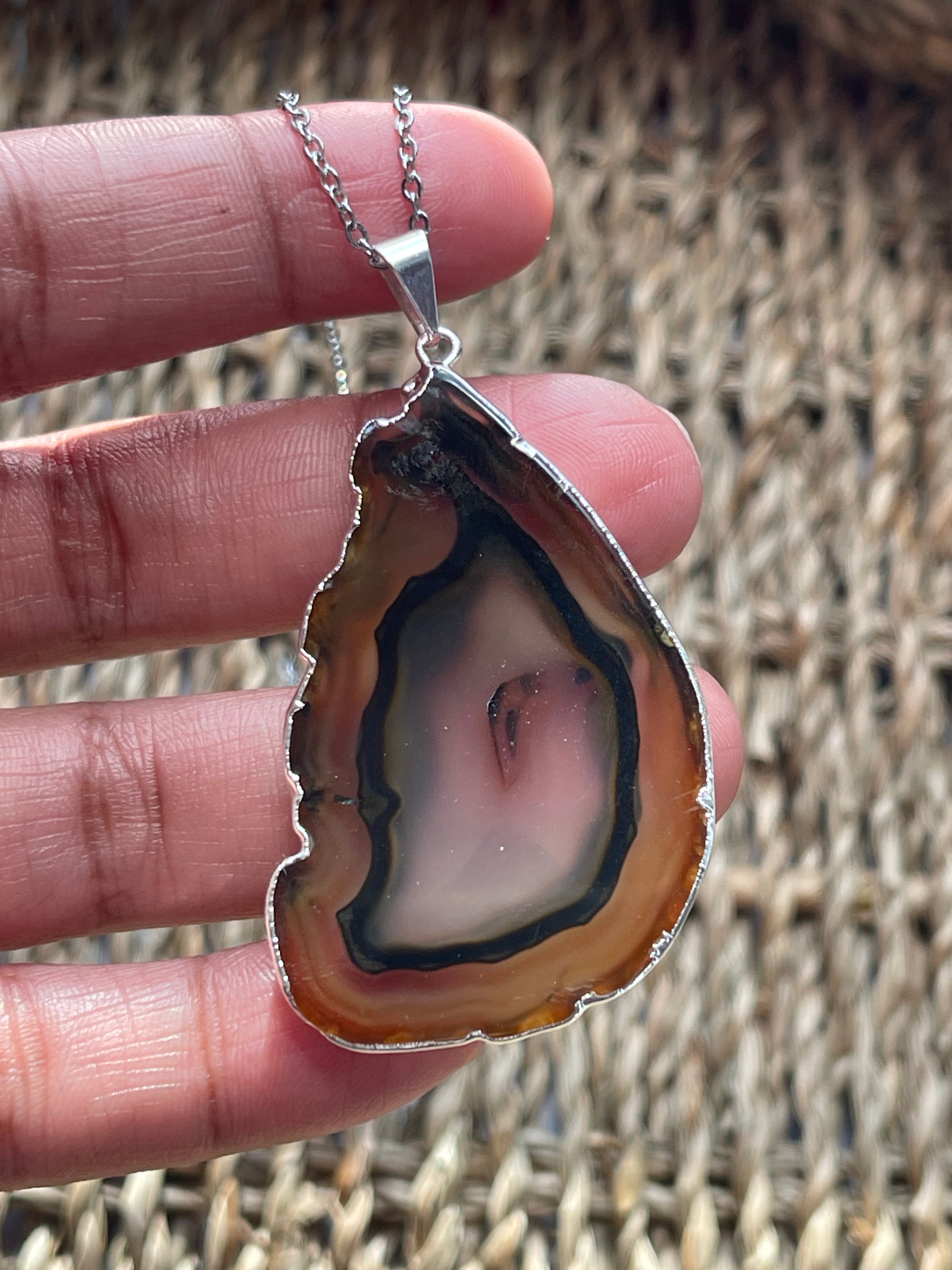 Agate Slice Necklace Brown Stone at Pure Energy Crystals in Florida 