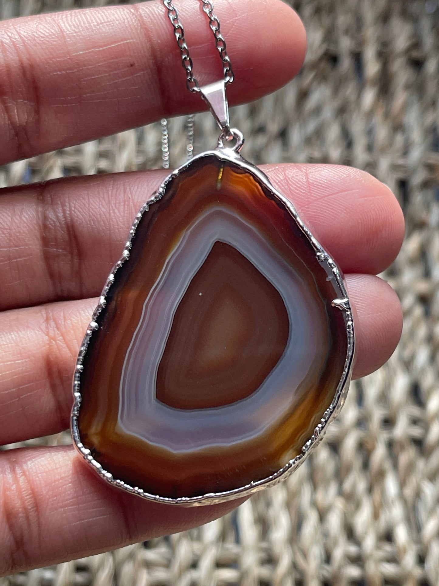 Agate Slice Necklace Golden Orange Stone at Pure Energy Crystals in Florida 