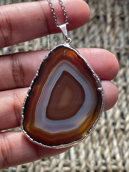 Agate Slice Necklace Golden Orange Stone at Pure Energy Crystals in Florida 