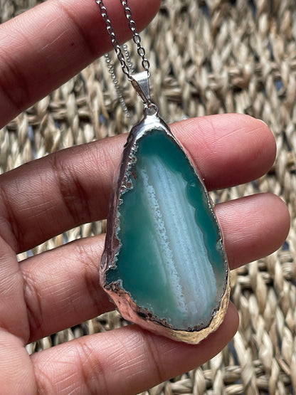 Agate Slice Necklace Ocean Green Stone at Pure Energy Crystals in Florida 