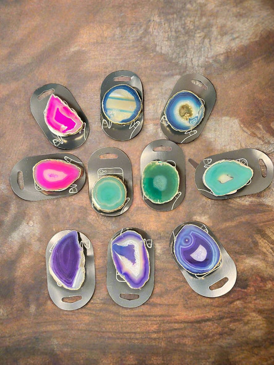 Agate Slice Plated Phone Grips Mixed Colors