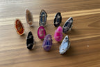 Agate Slice Silver Adjustable Rings