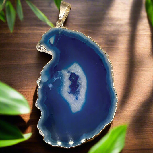 Agate Slice Silver Plated Pendants