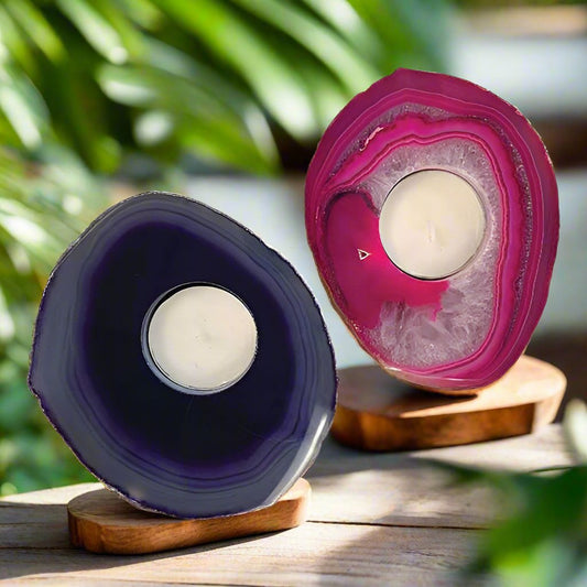 Agate Thick Slab Candle Holders