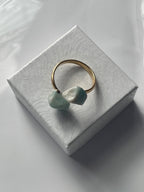 Amazonite Ring Gold plated at Pure Energy Crystals in Florida on jewelry box top 