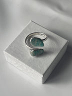 Amazonite Ring silver plated at Pure Energy Crystals in Florida on jewelry box top 