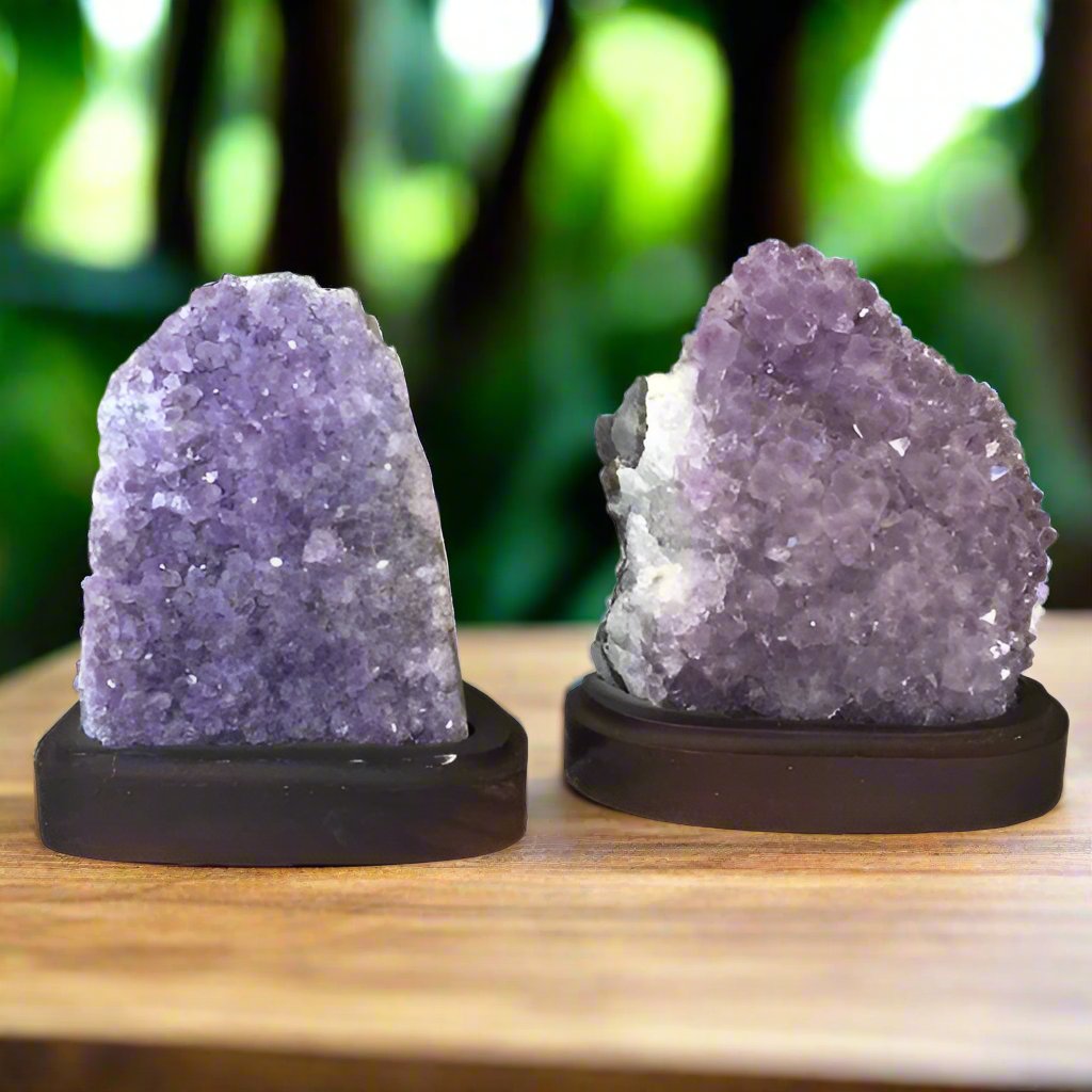 Amethyst Cluster Standing Wood Bases