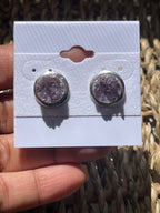 Amethyst Druzy Natural Earrings At Pure Energy Crystals in Florida In hand 