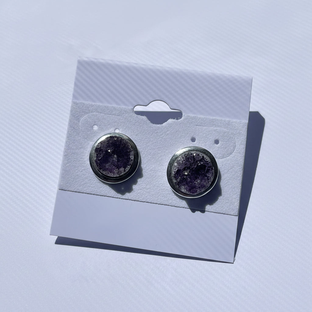 Amethyst Druzy Natural Earrings at Pure Energy Crystals 