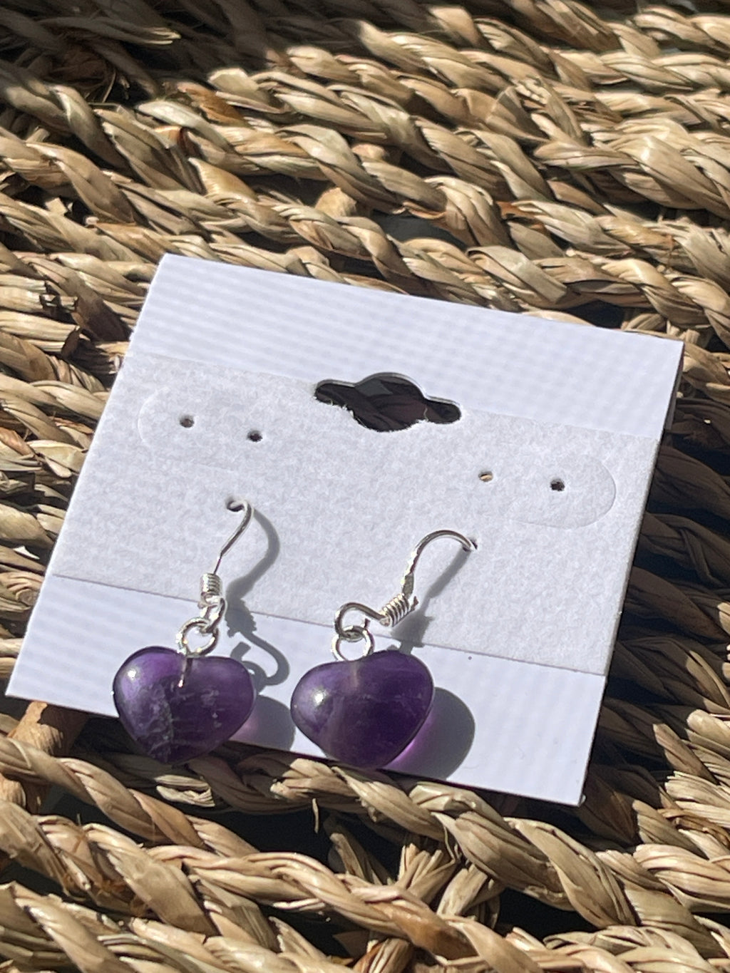 Amethyst Heart Earrings At Pure Energy Crystals in Florida 