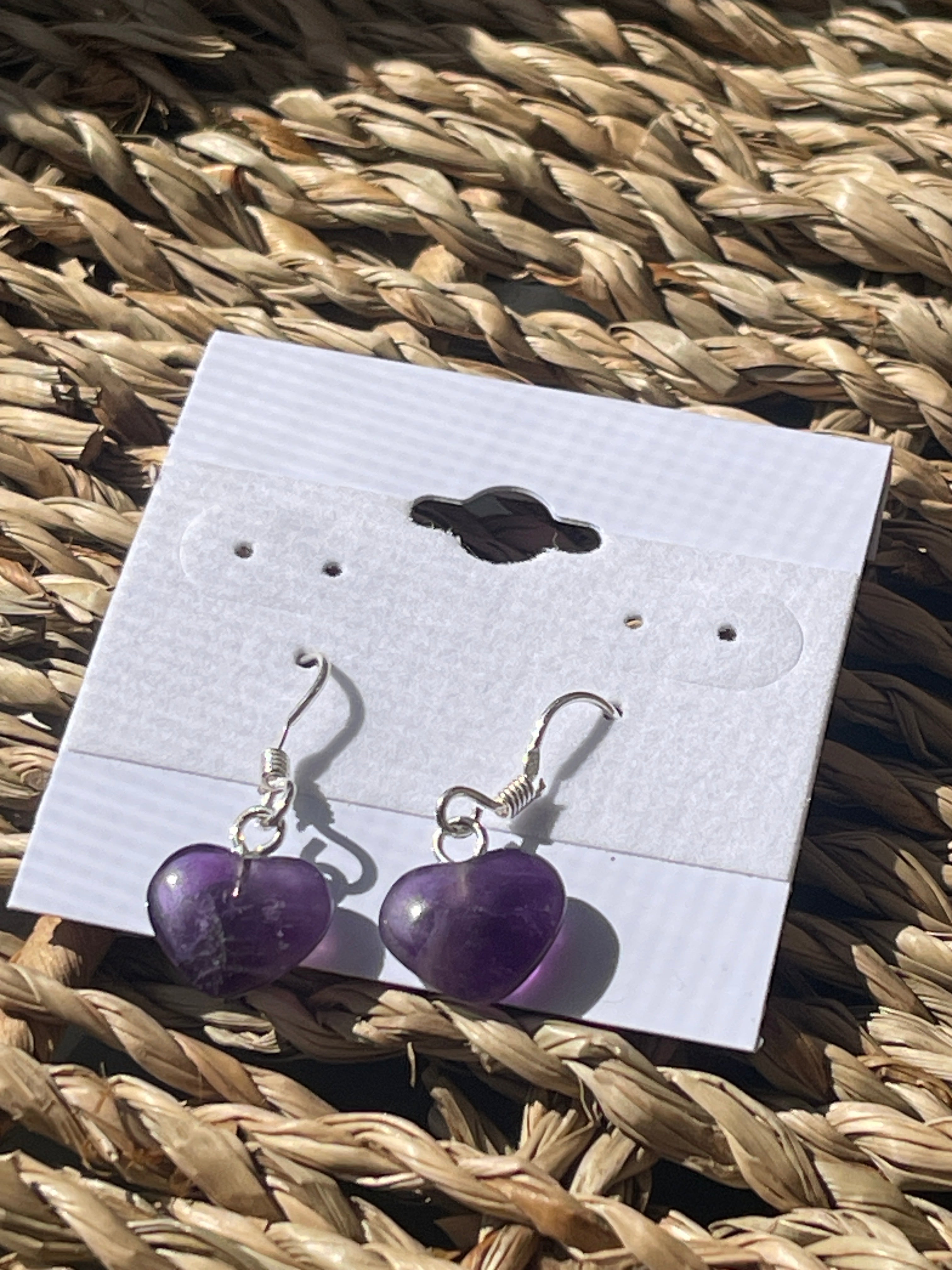 Amethyst Heart Earrings At Pure Energy Crystals in Florida 