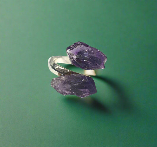 Amethyst Point Adjustable Ring - Silver