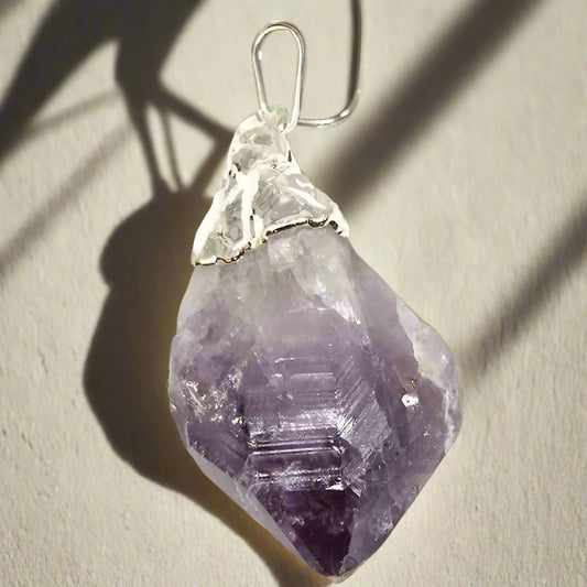 Amethyst Point Silver Top Plated Pendants