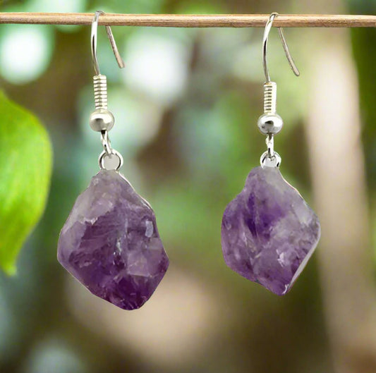 Amethyst Silver Bail Earrings