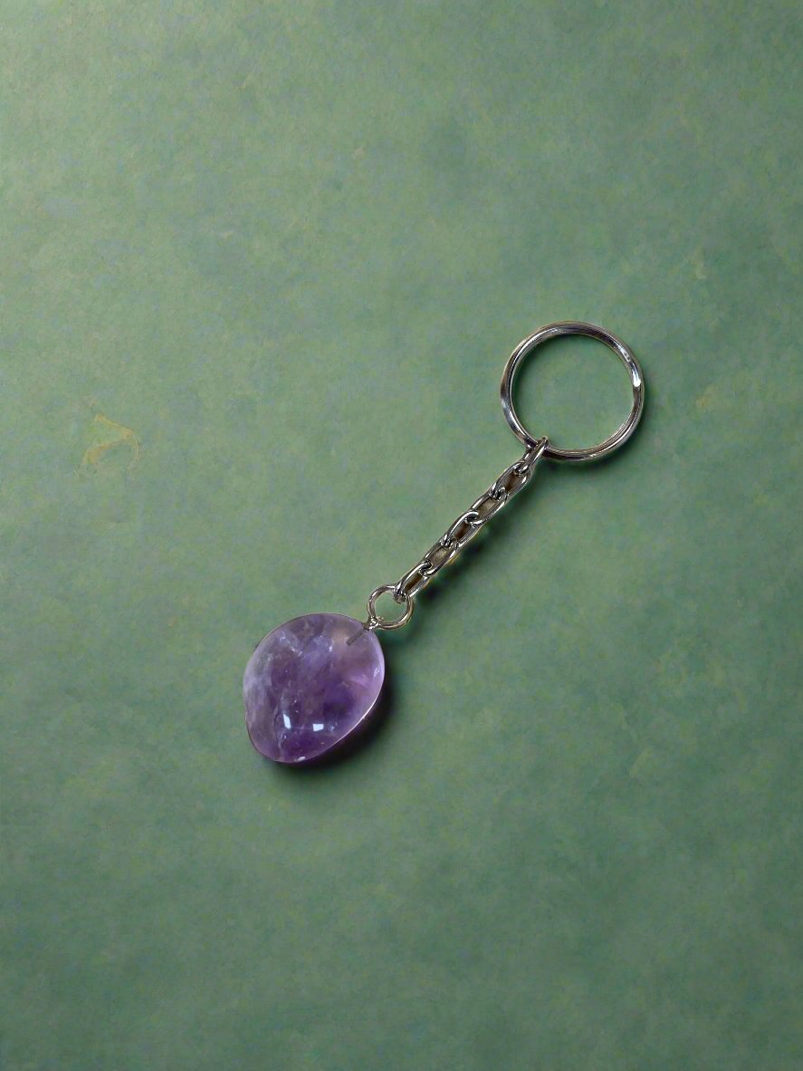 Amethyst Tumbled Stone Keychains