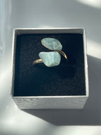 Aquamarine Adjustable Gold Polished Ring inside jewelry box