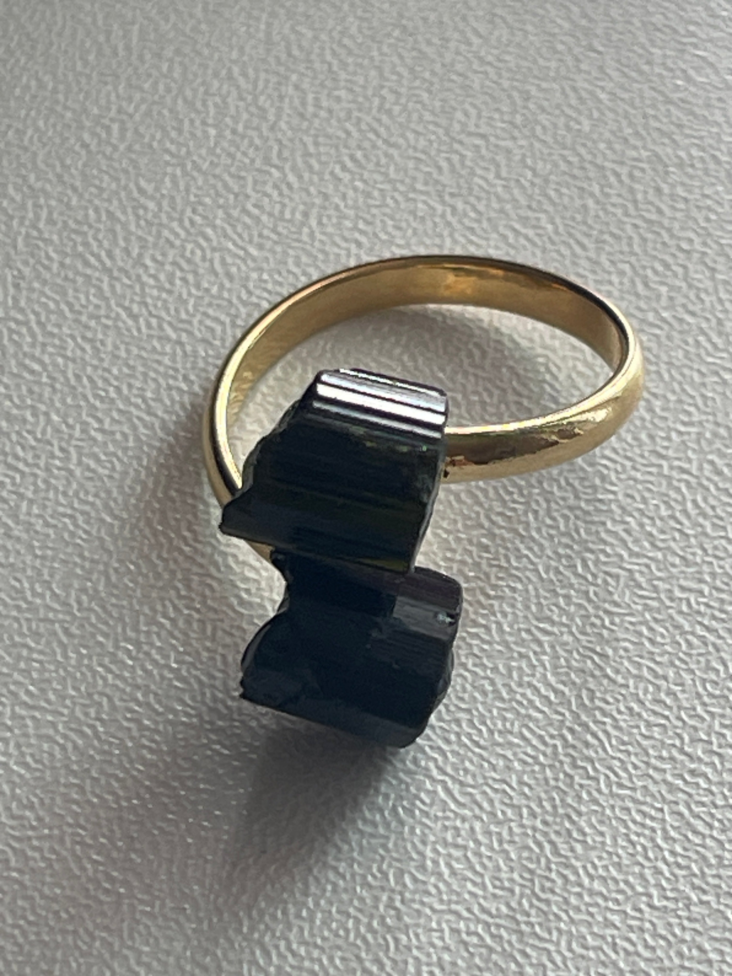 Black Adjustable Gold plated Tourmaline Ring at Pure Energy Crystals In Florida 