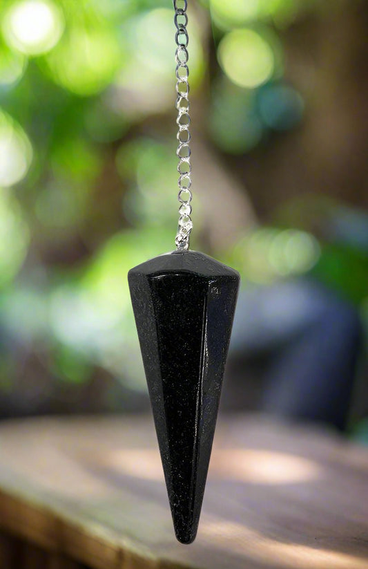 Black Onyx Pendulum Approx 1.25 Inch Diameter