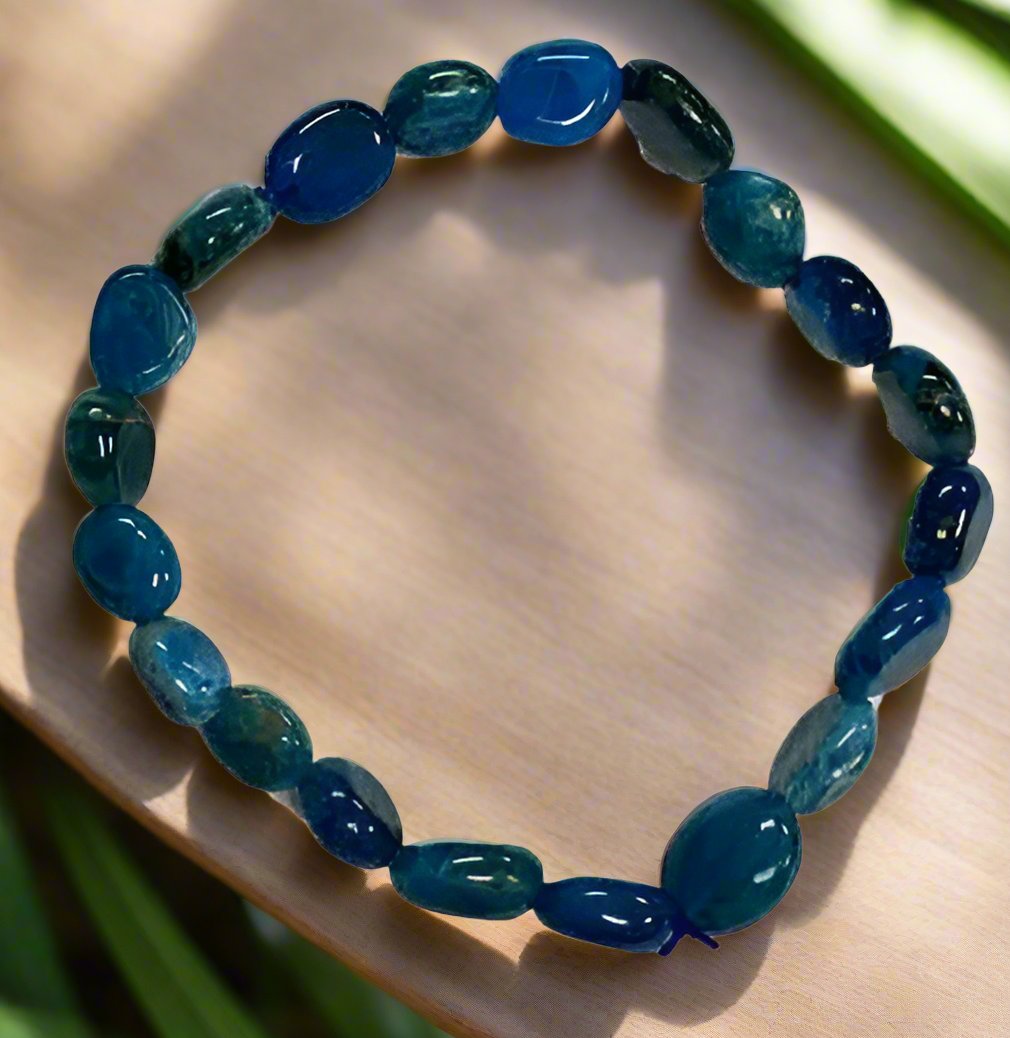 Blue Apatite Gemstone Nugget Bracelet