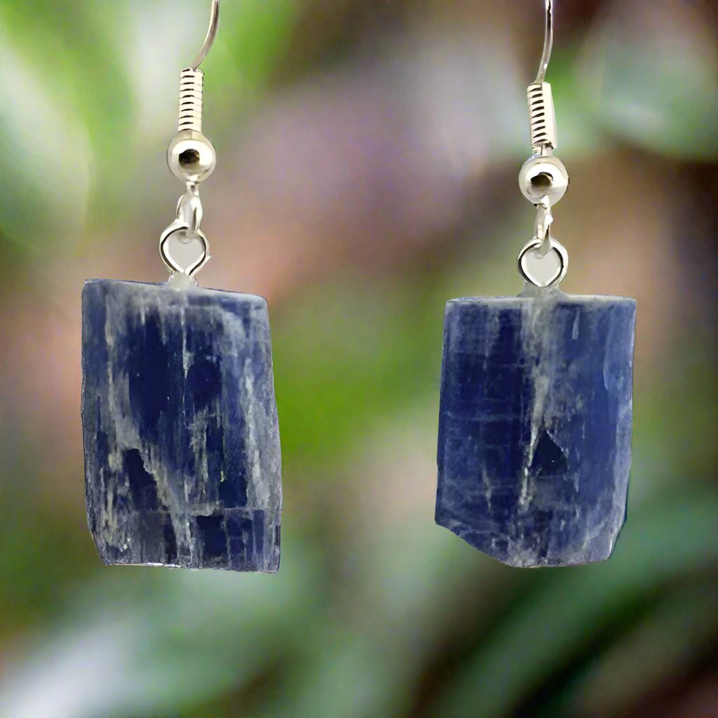 Blue Kyanite Crystal Silver Plated Earrings