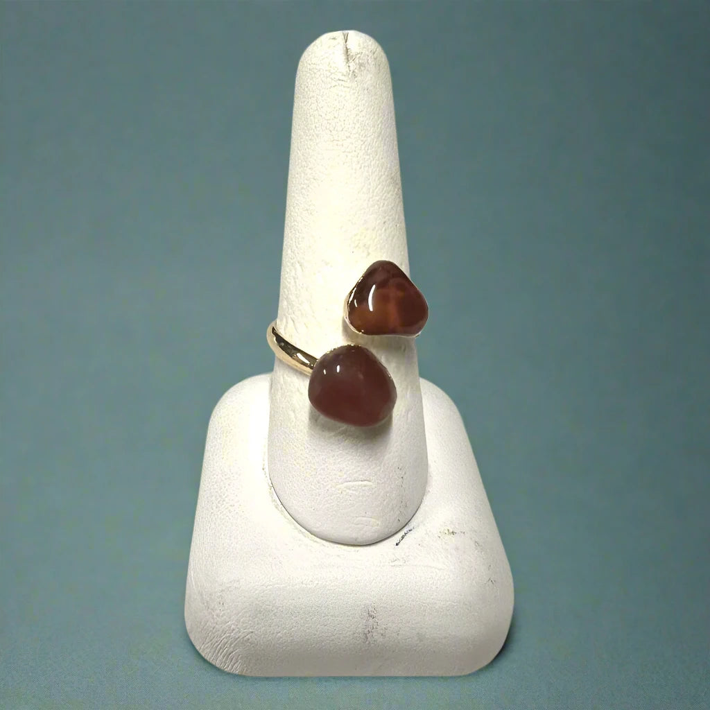 Carnelian Agate Adjustable Ring - Gold