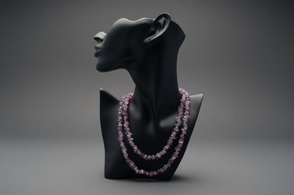 Black jewelry display object with Charoite_Necklace_30-32_Inches